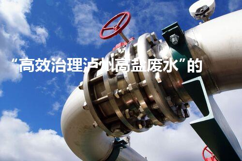 “高效治理泸州高盐废水”的技术方案和实践